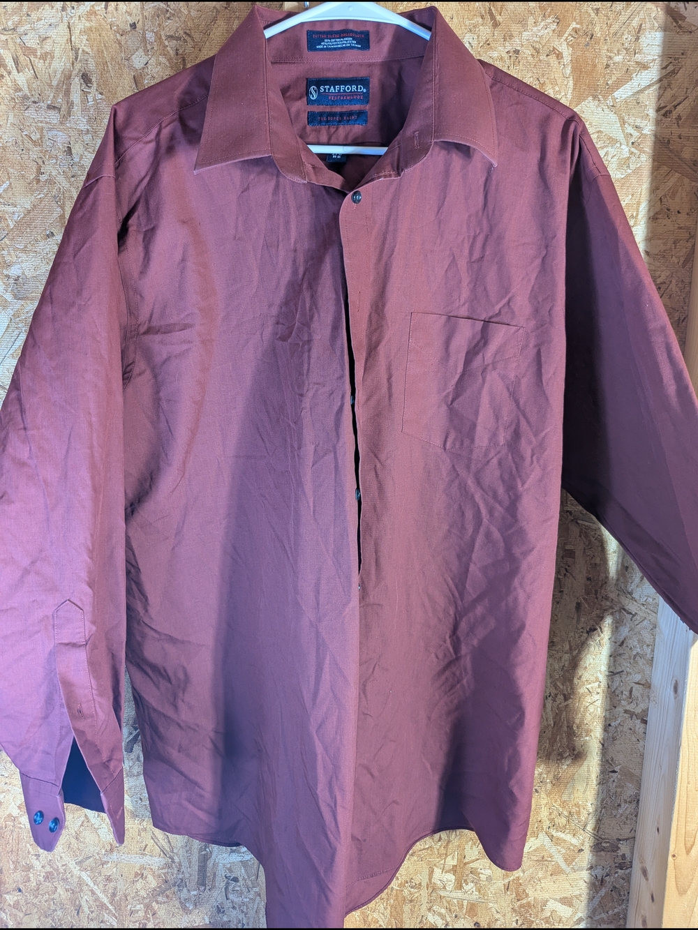 Stafford Men’s Long-Sleeve Button-Up Shirt Jacket - Burgundy